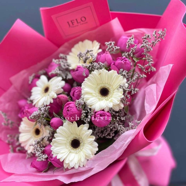 Букет гербер и мисти бабблс  в Волгограде