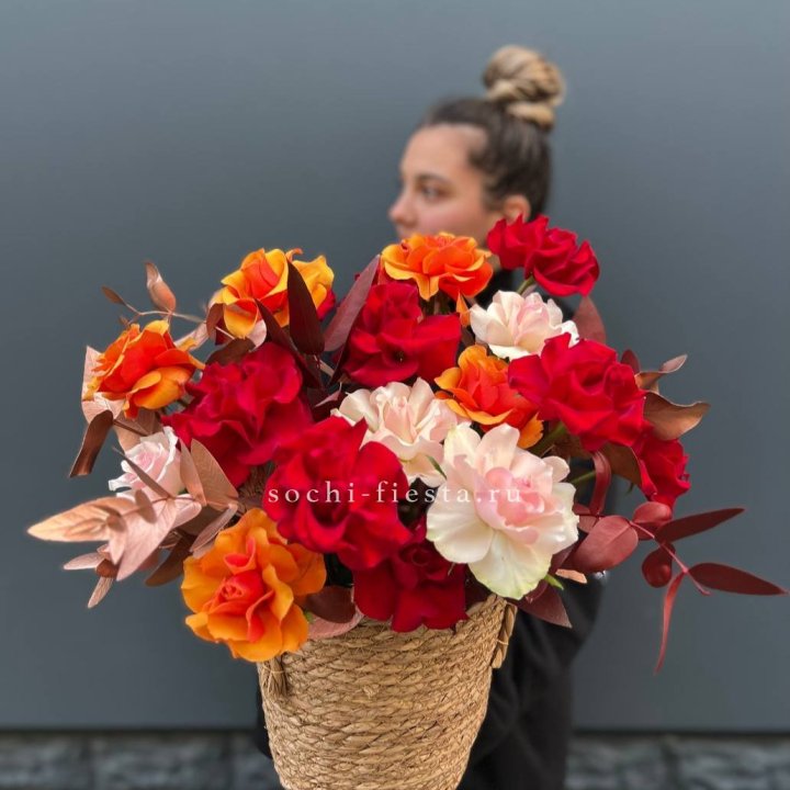 Авторский бокс "Роксана" в джутовом кашпо в Волгограде