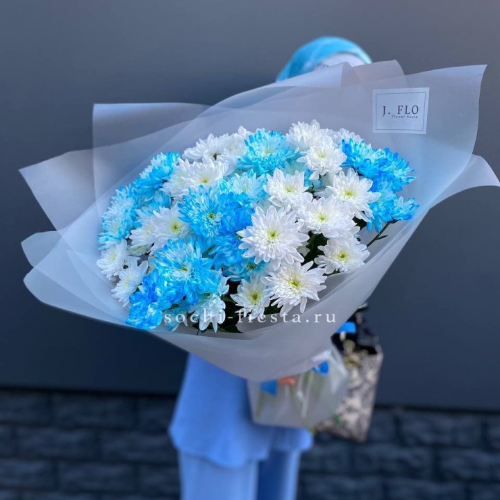 Букет хризантем "Голубая снежинка" в Волгограде