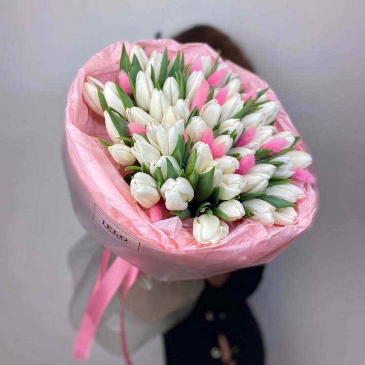 51 белый тюльпан "Рози" в Волгограде