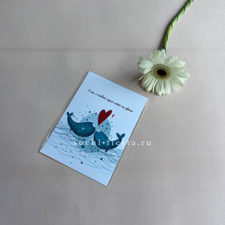 Открытка к букету "У нас с тобой одно море на двоих" в Волгограде