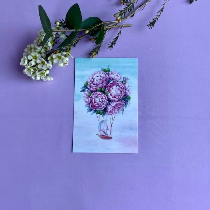 Открытка к букету "Пион" в Волгограде