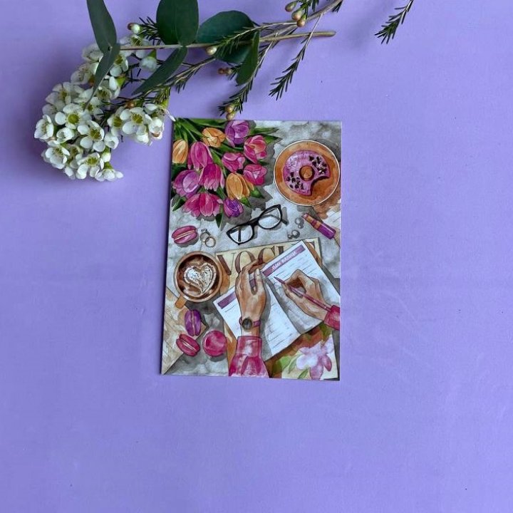 Открытка к букету "Леди на работе" в Волгограде