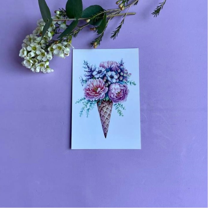 Открытка к букету "Цветочно-кремовый" в Волгограде