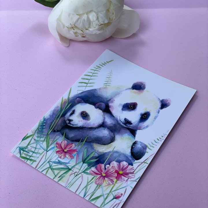 Открытка к букету "Объятие Панды" в Волгограде