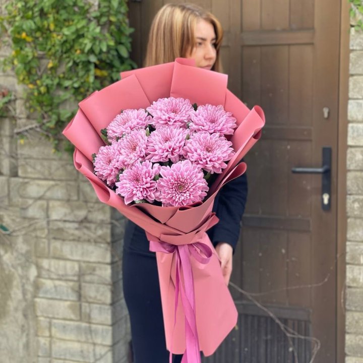 Букет хризантем розовый в Волгограде