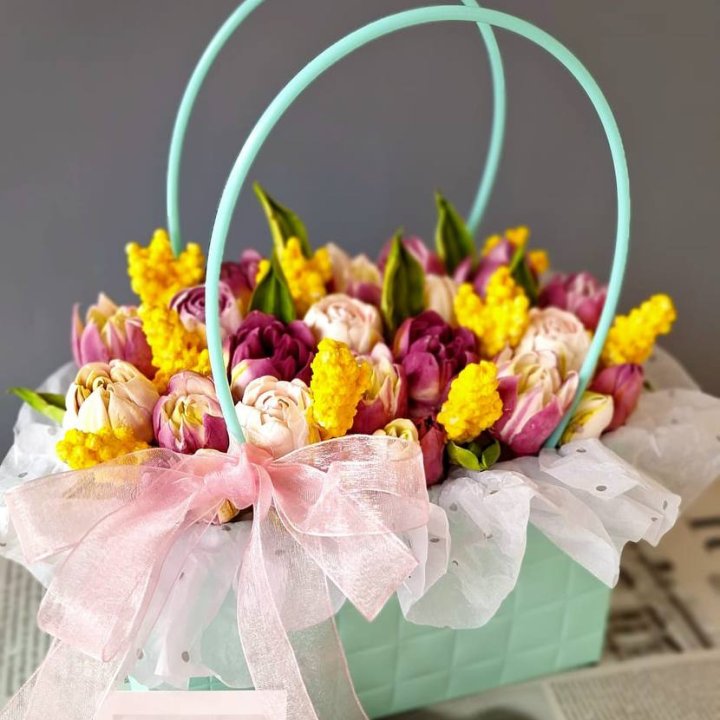 Тюльпаны в сумочке из зефира в Волгограде