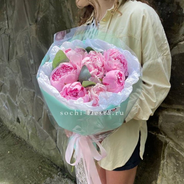 7 зефирных пионов в фоамиране в Волгограде