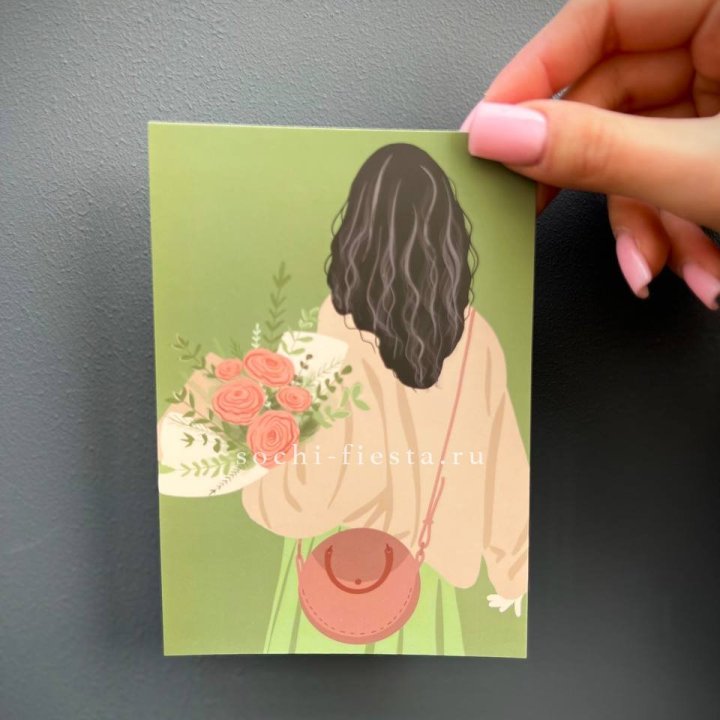 Открытка к букету "Потрясающая девушка" в Волгограде